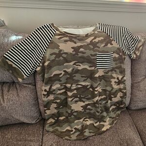 Camouflage and Striped Womens Shirt